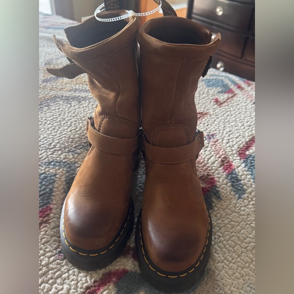 Dr. Martens Shoes - New Dr. Martens ANISTONE HI LEATHER BIKER BOOTS TUMBLED NUBUCK size 8
